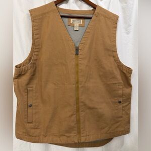 Duluth Trading Co Mens Duck Canvas Breathable Mesh Workcore Brown Vest Sz XL EUC